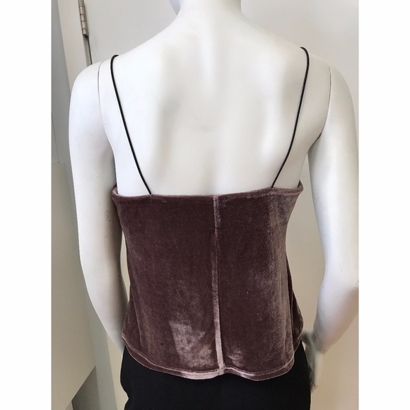 "NUDE" Mauve Velvet Blouse w/ Black Stretchy Strap - Picture 2 of 5